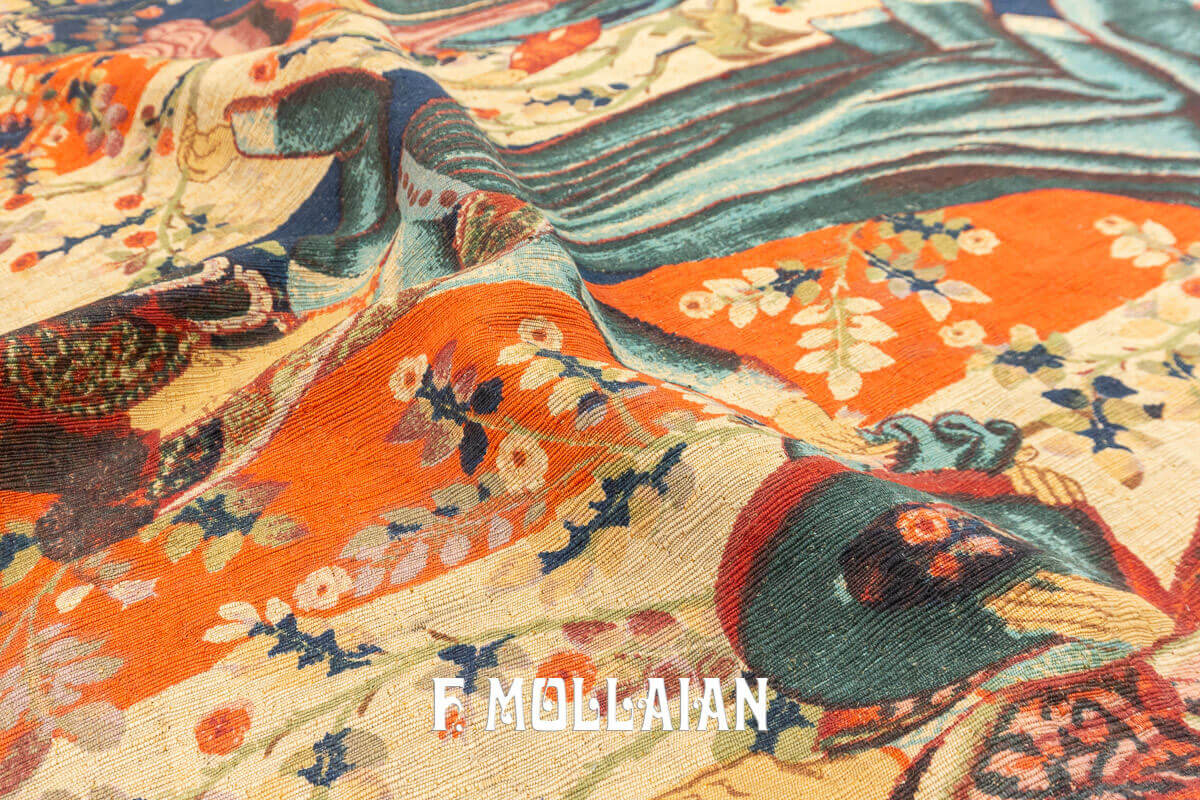 Multi-culore and Figurative Handmade European Textile n°:830911